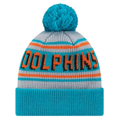 Miami Dolphins New Era Youth Main Cuffed Knit Hat with Pom - Aqua outlet