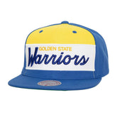 Golden State Warriors Retro Sport Color Block Script Snapback Hat sale - White/Royal outlet