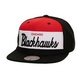 Chicago Blackhawks Mitchell & Ness Retro Script Colorblock Snapback Hat - Black Hats