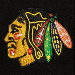 Chicago Blackhawks Mitchell & Ness Retro Script Colorblock Snapback Hat - Black Hats