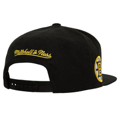 Boston Bruins Mitchell & Ness Retro Script Colorblock Snapback Hat - Black Hats