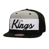 Los Angeles Kings Mitchell & Ness Retro Script Colorblock Snapback Hat - Black Hats
