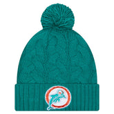 Miami Dolphins New Era Women's Cable Cuffed Knit Hat with Pom - Aqua online