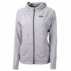 Pittsburgh Pirates Cutter & Buck Women's City Connect Adapt Eco Knit Hybrid Recycled Full-Zip Hooded Jacket Gray