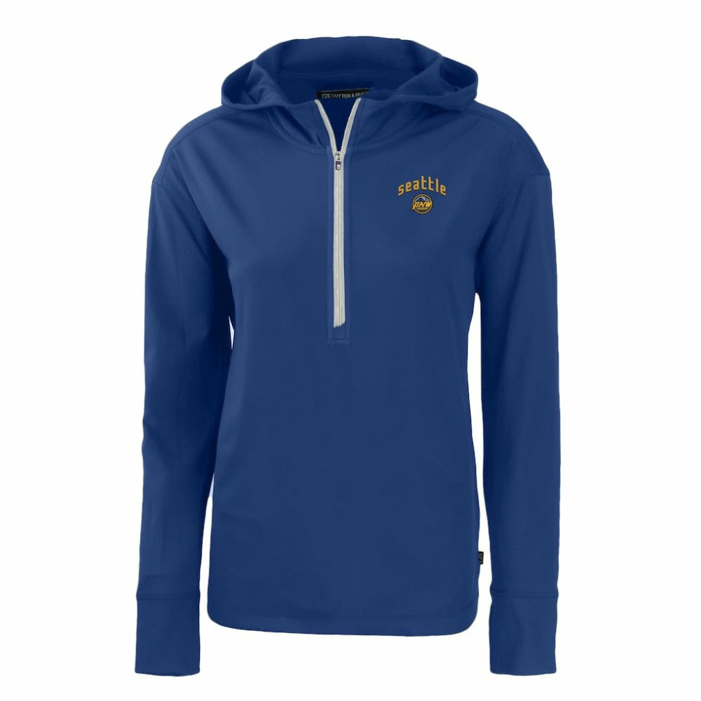 Seattle Mariners Cutter & Buck Women's City Connect Daybreak Eco Recycled Half-Zip Hoodie Blue