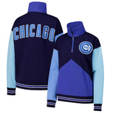 Chicago Cubs Terez Women's Classic Colorblock Quarter-Zip Sweatshirt Navy/Blue