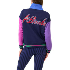 Atlanta Braves Terez Women's Classic Colorblock Quarter-Zip Sweatshirt Navy/Blue