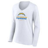 Los Angeles Chargers Women's Team Lockup Long Sleeve V-Neck T-Shirt - White outlet