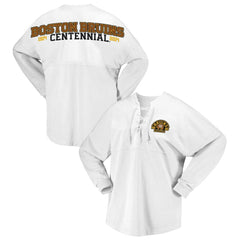 Boston Bruins Fanatics Women's 100th Anniversary Spirit Jersey T-Shirt - White T-shirts