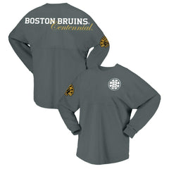 Boston Bruins Fanatics Women's 100th Anniversary Spirit Jersey T-Shirt - Gray T-shirts