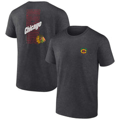 Chicago Blackhawks Fanatics Backbone T-Shirt - Heather Charcoal T-shirts