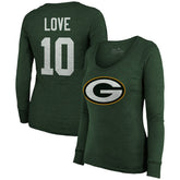 Jordan Love Green Bay Packers Majestic Threads Women's Name & Number Long Sleeve Scoop Neck Tri-Blend T-Shirt – Green online