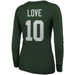 Jordan Love Green Bay Packers Majestic Threads Women's Name & Number Long Sleeve Scoop Neck Tri-Blend T-Shirt – Green online