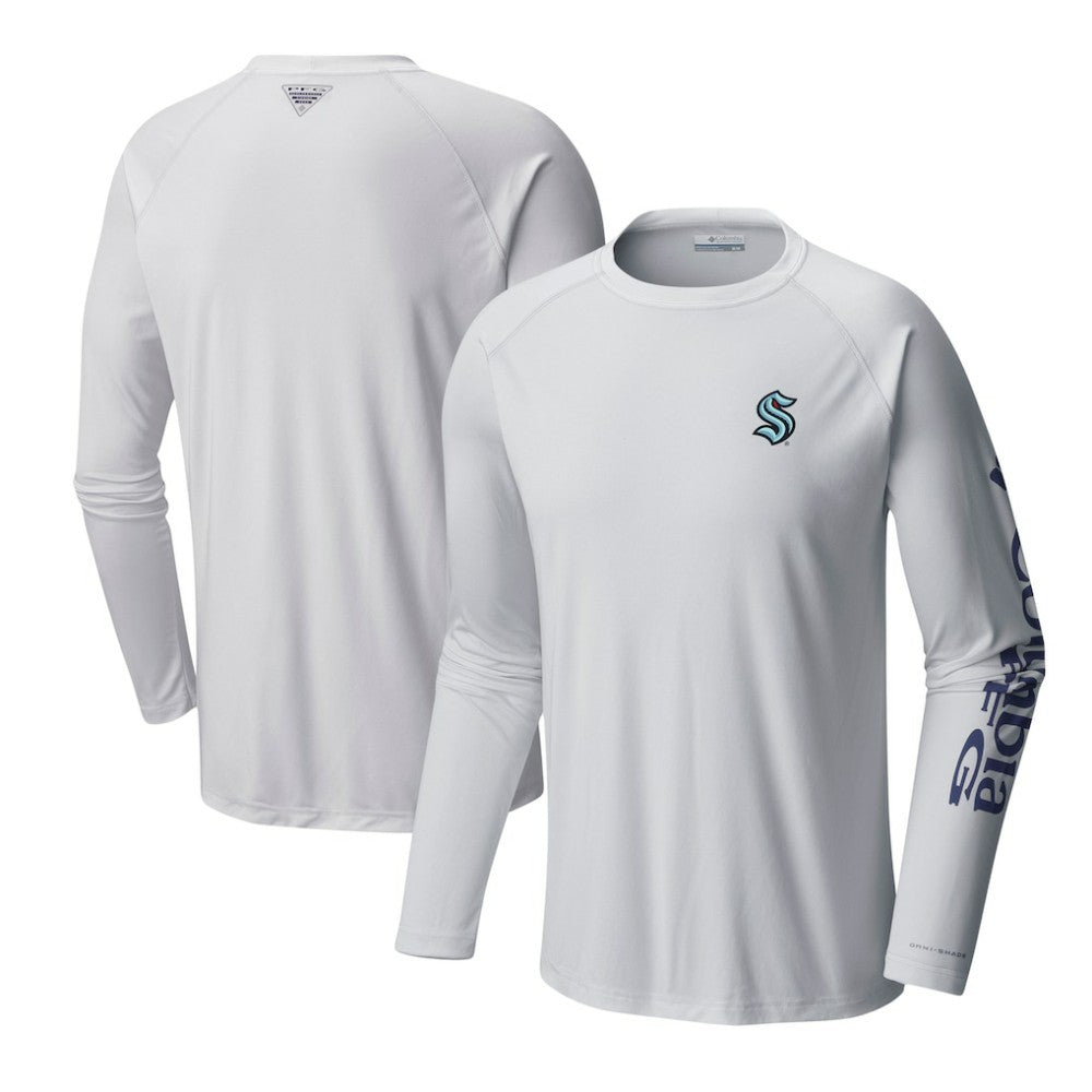 Seattle Kraken Columbia Terminal Tackle Omni-Shade Raglan Long Sleeve T-Shirt - White T-shirts
