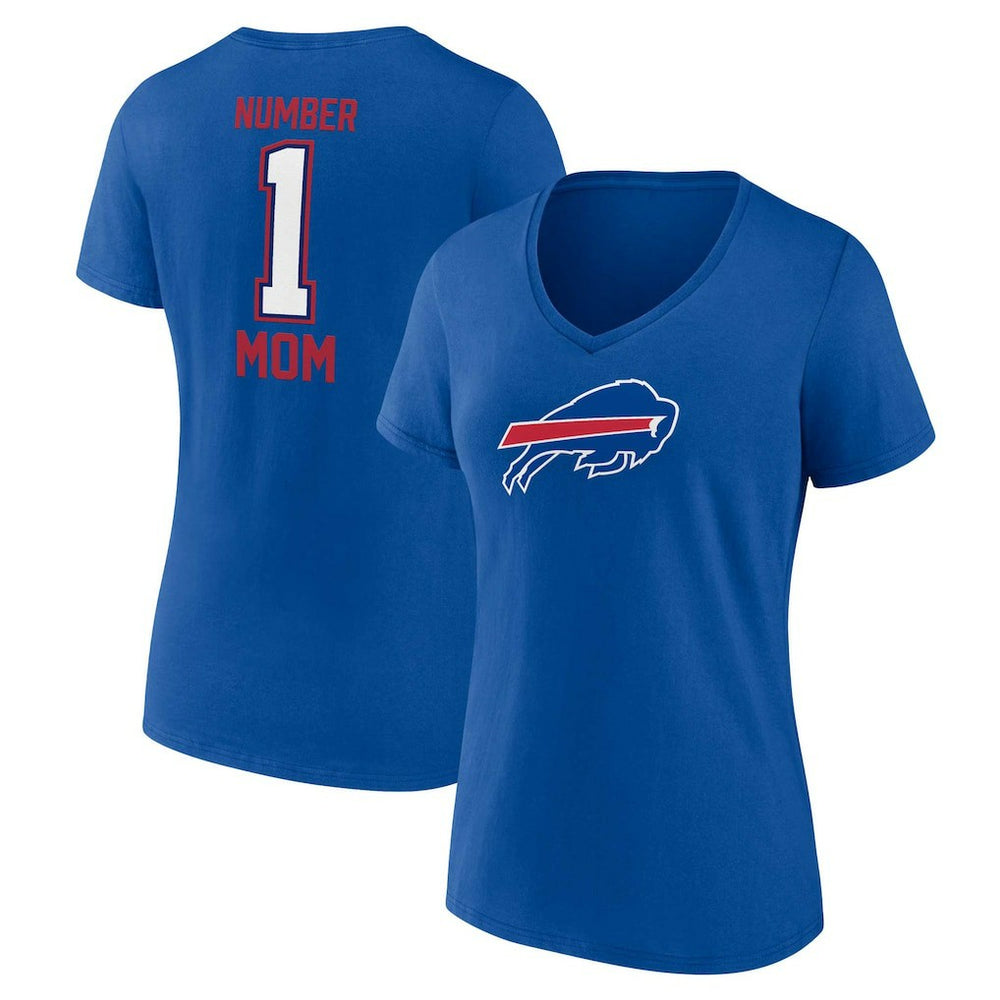 Buffalo Bills Women's Plus Size Mother's Day #1 Mom V-Neck T-Shirt - Royal for sale