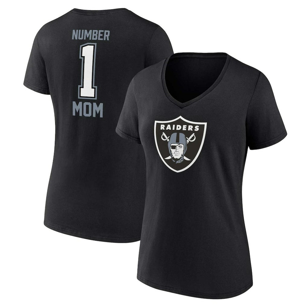 Las Vegas Raiders Women's Plus Size Mother's Day #1 Mom V-Neck T-Shirt - Black discount