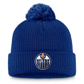 Edmonton Oilers Fanatics Primary Logo Cuffed Knit Hat with Pom - Royal Hats