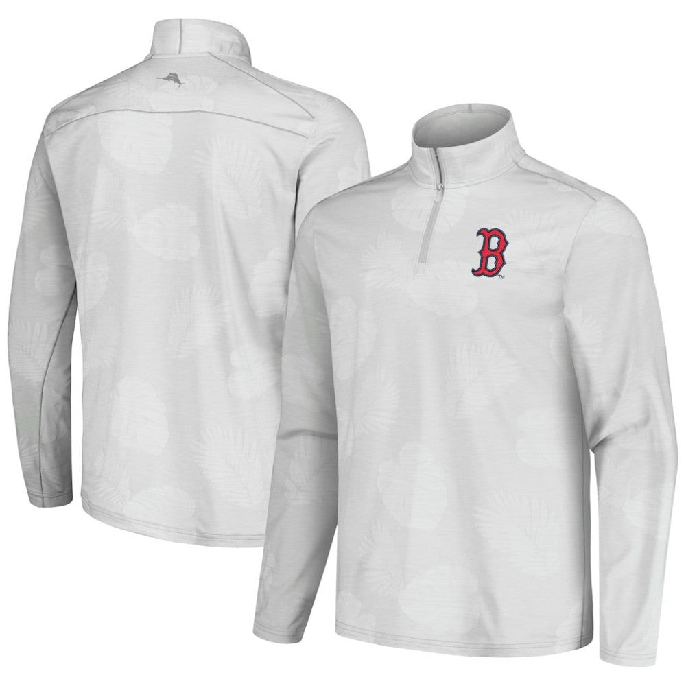 Boston Red Sox Tommy Bahama Delray Frond IslandZone Half-Zip Jacket Gray