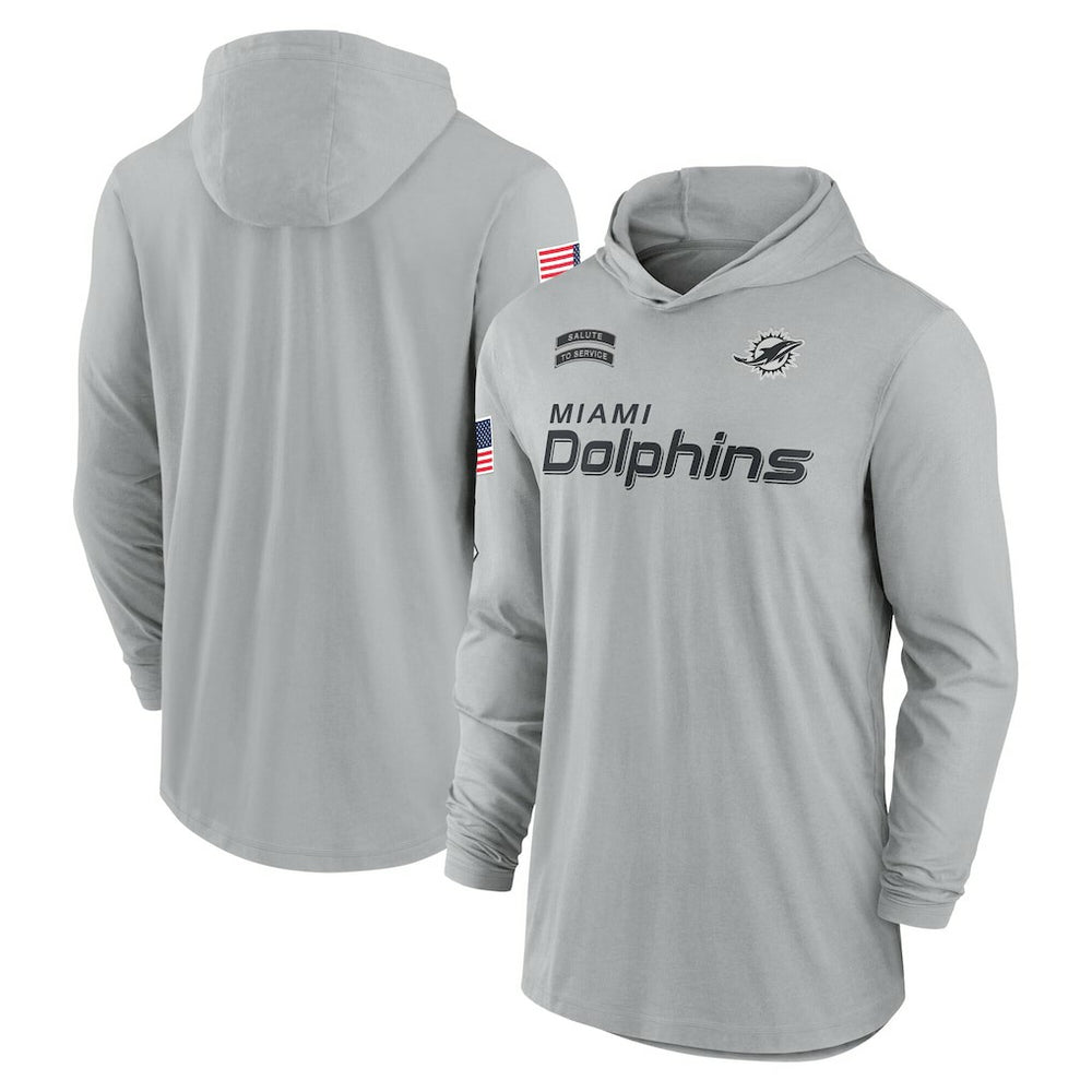 Miami Dolphins 2024 Salute to Service Lightweight Dri-FIT Long Sleeve Hoodie T-Shirt - Gray cheap