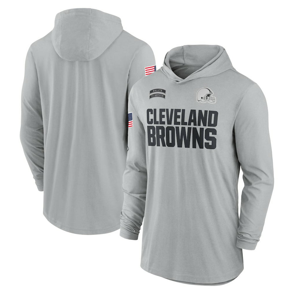 Cleveland Browns 2024 Salute to Service Lightweight Dri-FIT Long Sleeve Hoodie T-Shirt - Gray sale