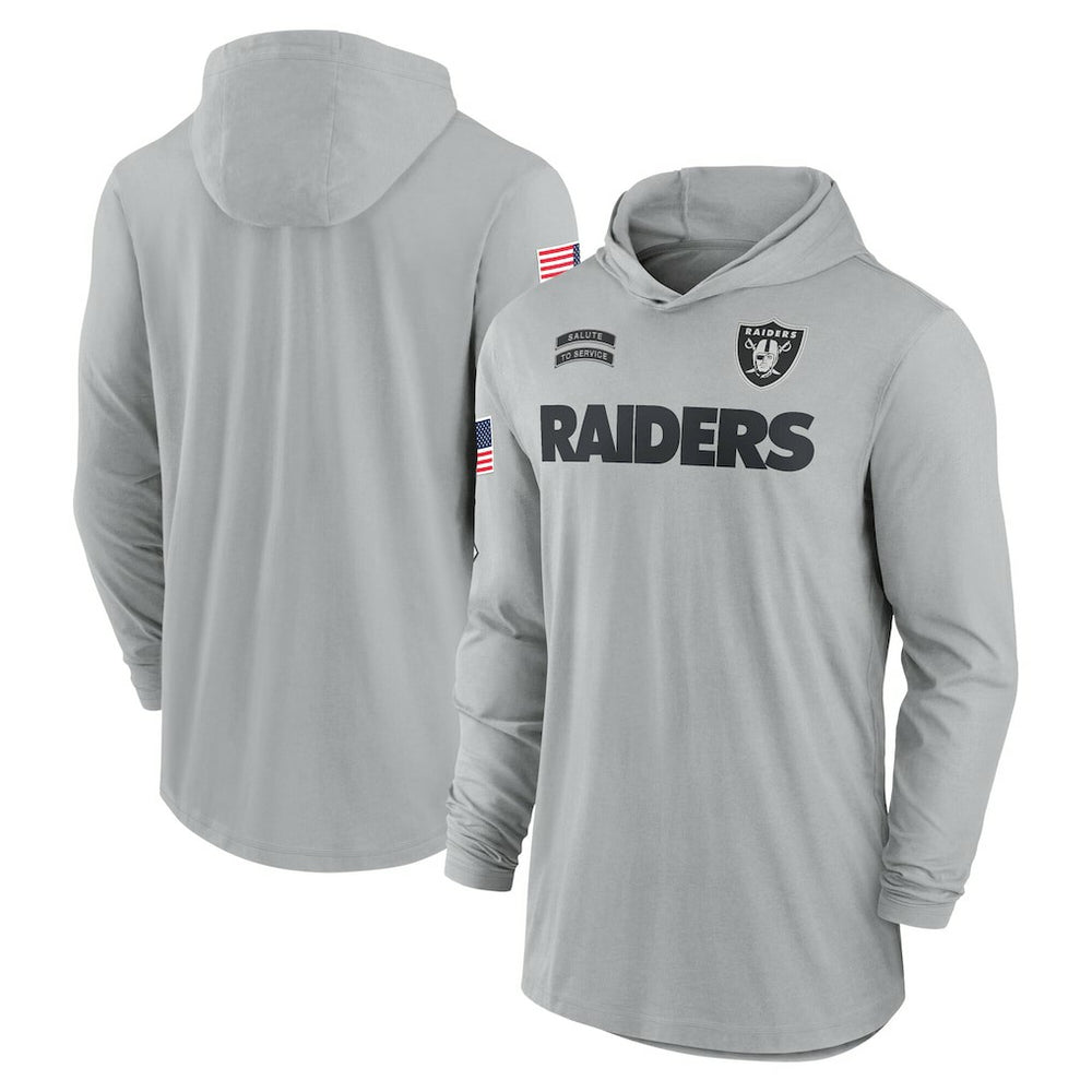 Las Vegas Raiders 2024 Salute to Service Lightweight Dri-FIT Long Sleeve Hoodie T-Shirt - Gray discount