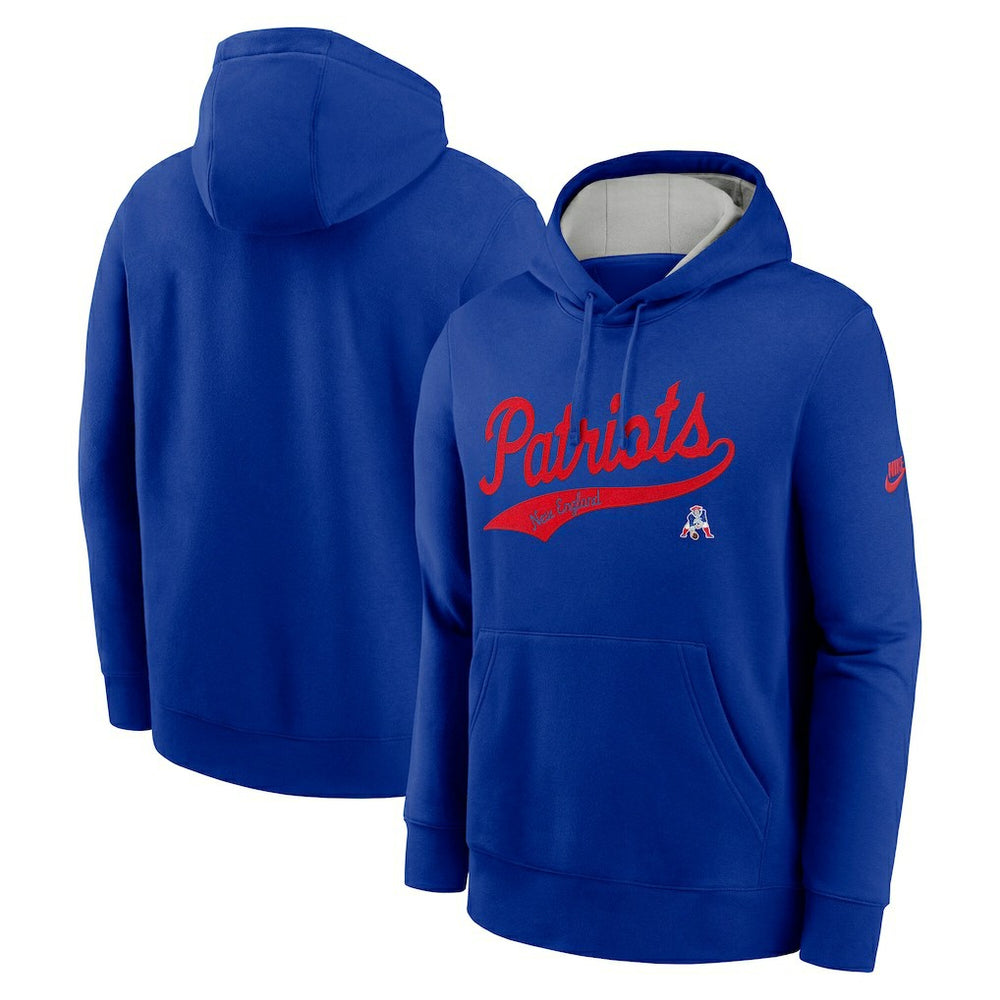 New England Patriots Rewind Club Logo Pullover Hoodie - Royal on sale