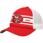 San Francisco 49ers Youth Stripe Trucker Adjustable Hat - Scarlet for sale
