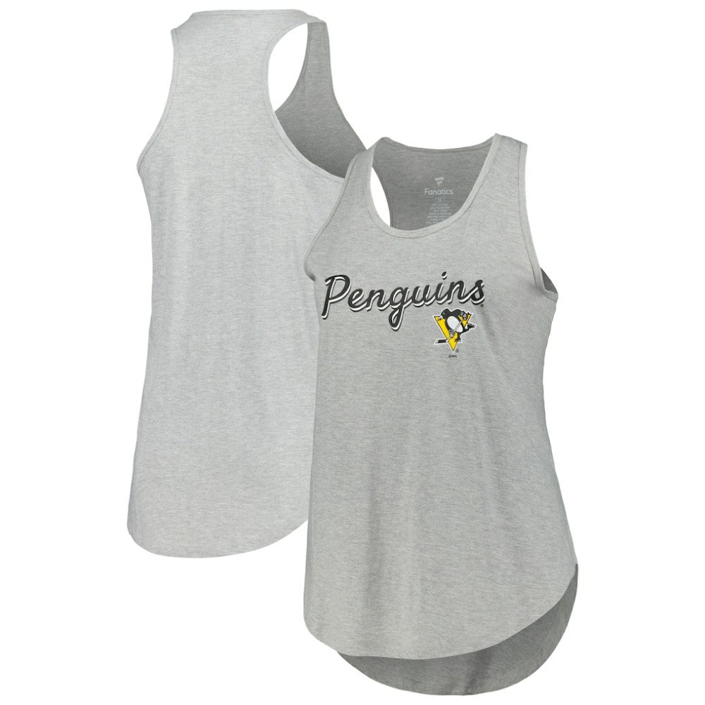Pittsburgh Penguins Fanatics Women's Plus Size Racerback Tank Top - Heather Gray Tank Top