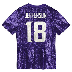 Justin Jefferson Minnesota Vikings Girls Youth Sequin V-Neck Fashion Jersey - Purple for sale