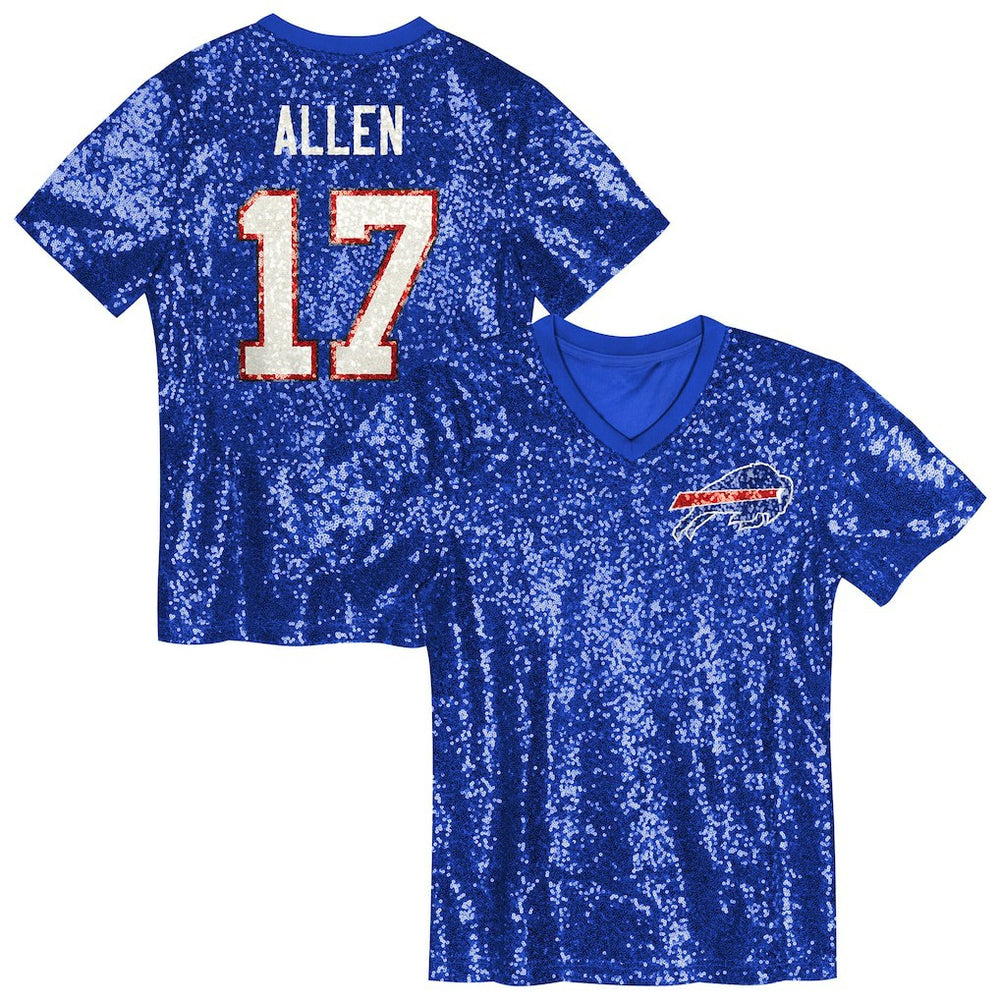 Josh Allen Buffalo Bills Girls Youth Sequin V-Neck Fashion Jersey - Royal sale