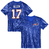 Josh Allen Buffalo Bills Girls Youth Sequin V-Neck Fashion Jersey - Royal sale