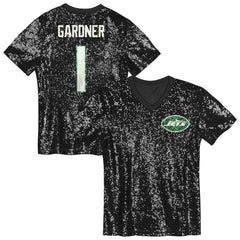 Sauce Gardner New York Jets Girls Youth Sequin V-Neck Fashion Jersey - Black online
