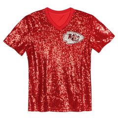 Patrick Mahomes Kansas City Chiefs Girls Youth Sequin V-Neck Fashion Jersey - Red sale
