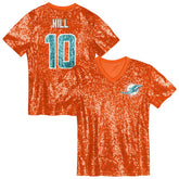 Tyreek Hill Miami Dolphins Girls Youth Sequin V-Neck Fashion Jersey - Orange on sale