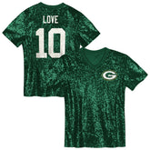 Jordan Love Green Bay Packers Girls Youth Sequin V-Neck Fashion Jersey - Green on sale