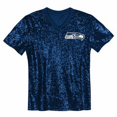 12 Fan Seattle Seahawks Girls Youth Sequin V-Neck Fashion Jersey - College Navy on sale