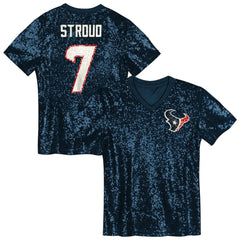 C.J. Stroud Houston Texans Girls Youth Sequin V-Neck Fashion Jersey - Navy discount