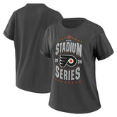 Philadelphia Flyers WEAR by Erin Andrews Women's 2024 NHL Stadium Series Boyfriend T-Shirt - Charcoal T-shirts