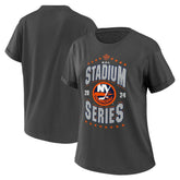 New York Islanders WEAR by Erin Andrews Women's 2024 NHL Stadium Series Boyfriend T-Shirt - Charcoal T-shirts
