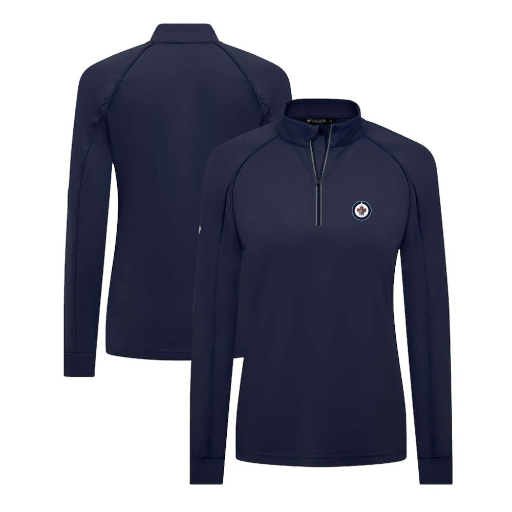 Winnipeg Jets Levelwear Women's Kinetic Insignia Core Quarter-Zip Pullover Top - Navy Pullover
