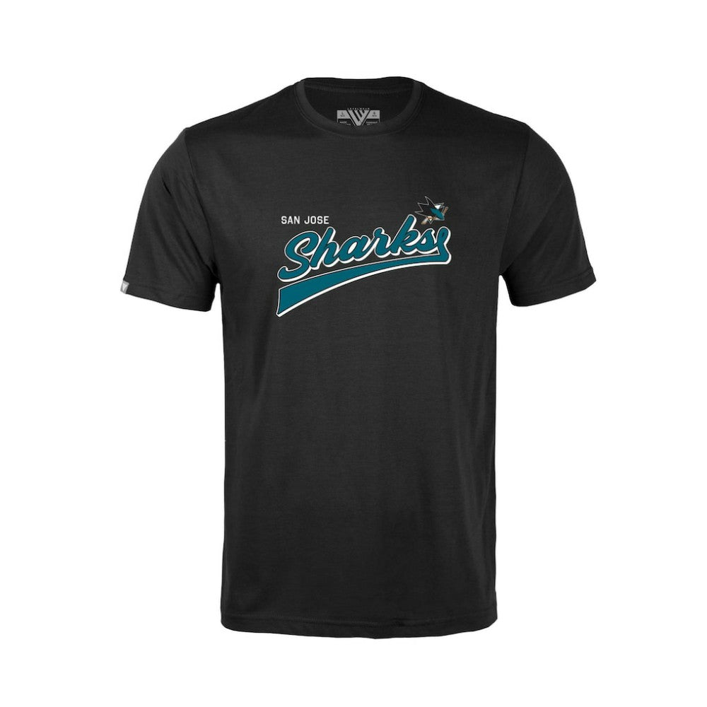 San Jose Sharks Levelwear Youth Little Richmond Retro Script T-Shirt - Black T-shirts