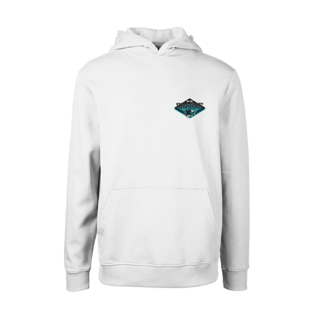 San Jose Sharks Levelwear Youth Podium Club Patch 2.0 Fleece Pullover Hoodie - White Hoodies