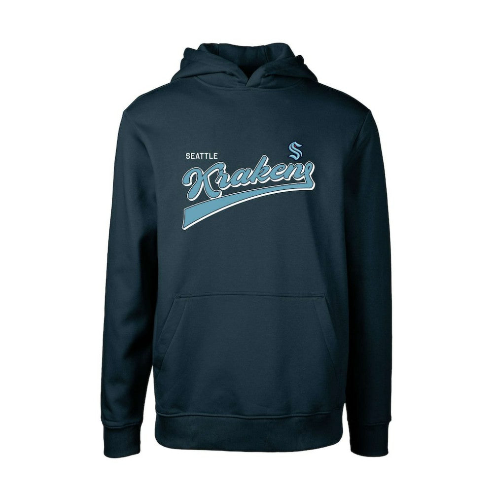 Seattle Kraken Levelwear Youth Podium Retro Script Fleece Pullover Hoodie - Deep Sea Blue Hoodies