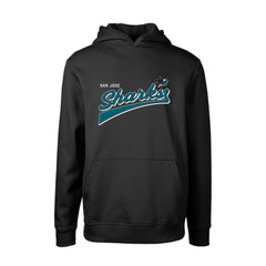 San Jose Sharks Levelwear Youth Podium Retro Script Fleece Pullover Hoodie - Black Hoodies