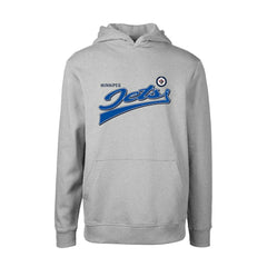 Winnipeg Jets Levelwear Youth Podium Retro Script Fleece Pullover Hoodie - Gray Hoodies