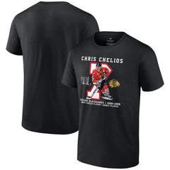 Chris Chelios Chicago Blackhawks Jersey Retirement T-Shirt - Black T-shirts