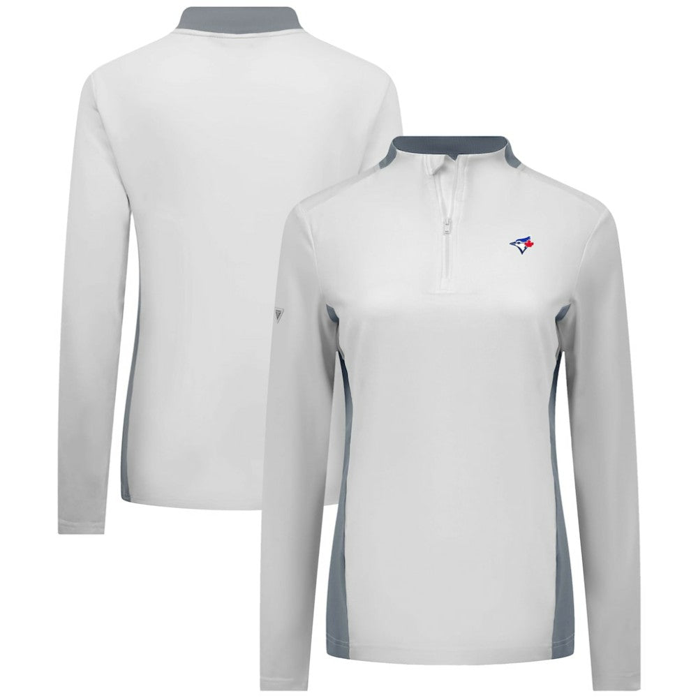 Toronto Blue Jays Levelwear Women's Moxie Insignia Quarter-Zip Pullover White