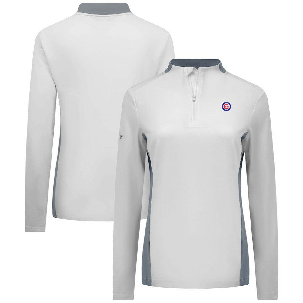 Chicago Cubs Levelwear Women's Moxie Insignia Quarter-Zip Pullover White