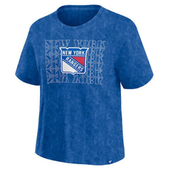 New York Rangers Fanatics Women's Faded Wash T-Shirt - Blue T-shirts