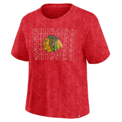 Chicago Blackhawks Fanatics Women's Faded Wash T-Shirt - Red T-shirts
